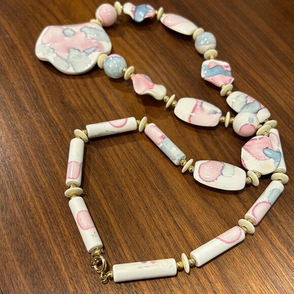 Vintage Hand Painted Japanese 32" Necklace - Picture 6 of 11